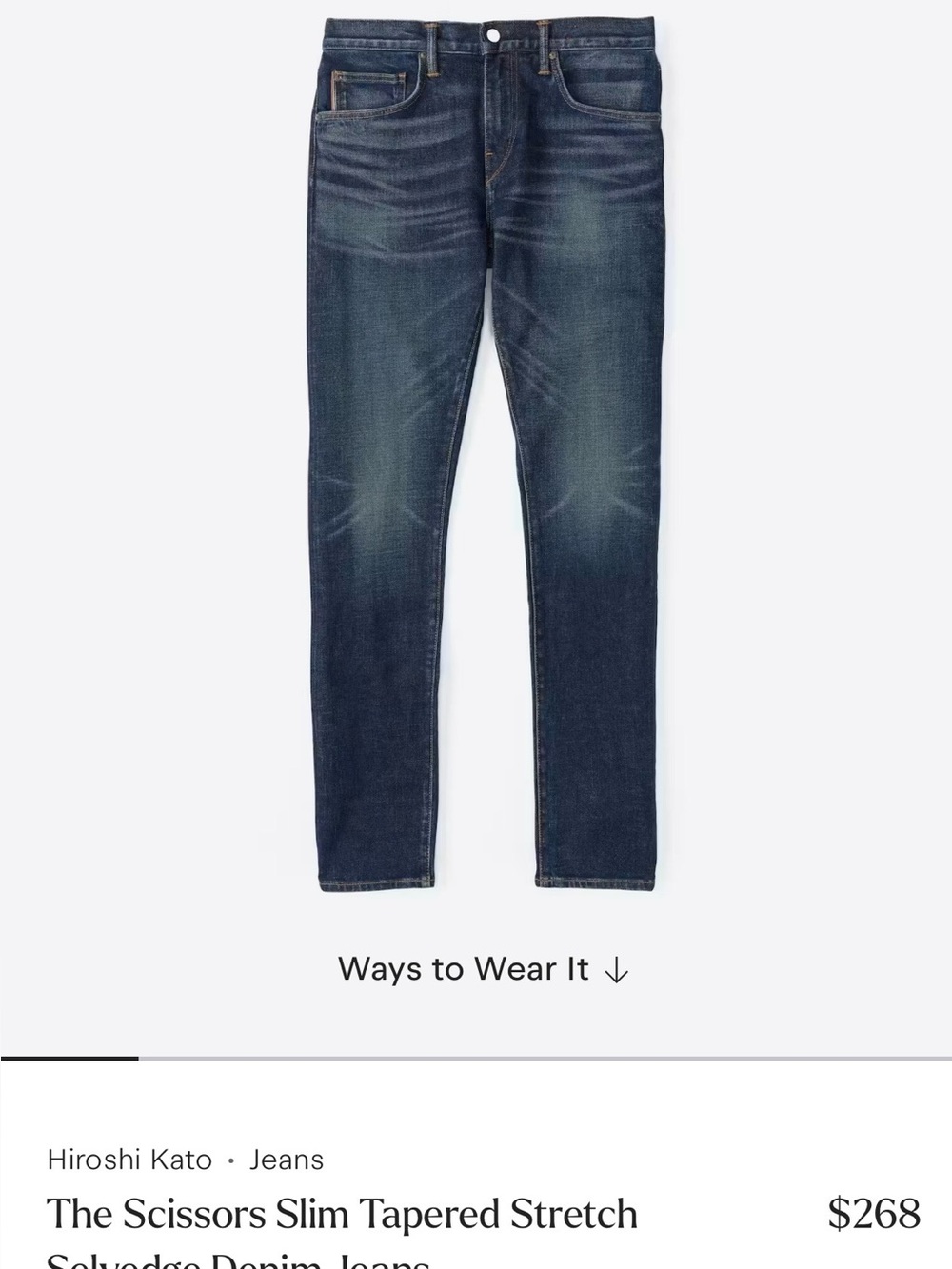 Hiroshi Kato The Scissors Slim Tapered Stretch Selvedge Denim Jeans